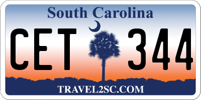 SC license plate CET344