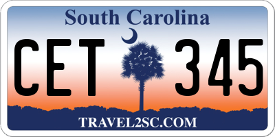 SC license plate CET345
