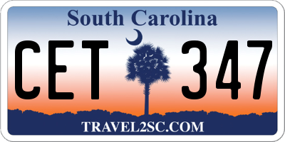 SC license plate CET347