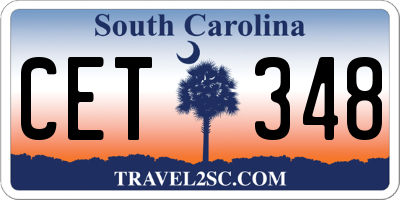 SC license plate CET348