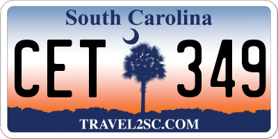 SC license plate CET349