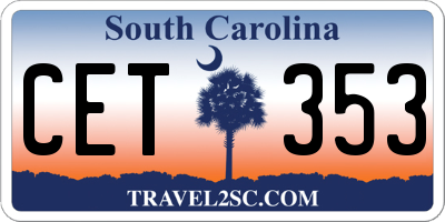 SC license plate CET353