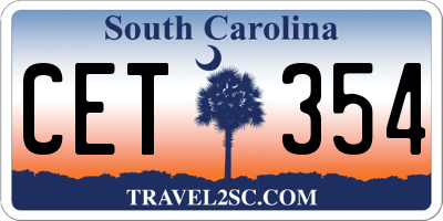 SC license plate CET354