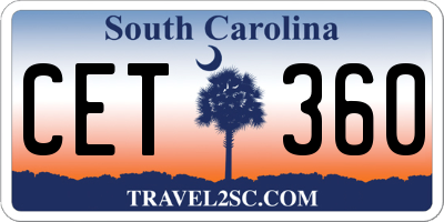 SC license plate CET360