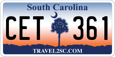 SC license plate CET361