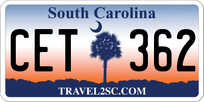SC license plate CET362