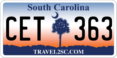SC license plate CET363