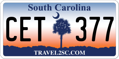 SC license plate CET377