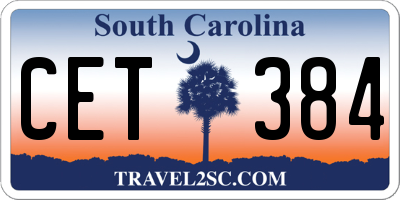 SC license plate CET384