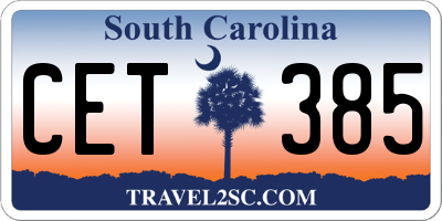 SC license plate CET385