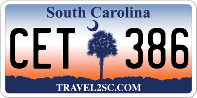 SC license plate CET386