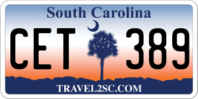 SC license plate CET389