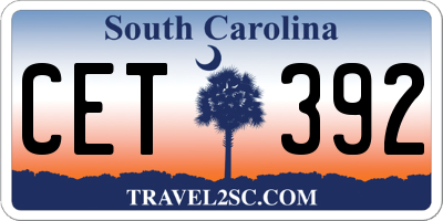 SC license plate CET392