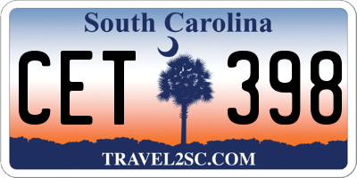SC license plate CET398