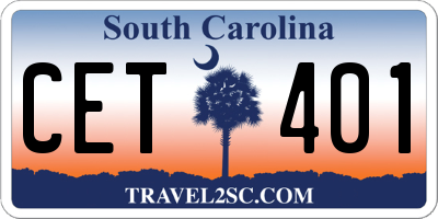 SC license plate CET401