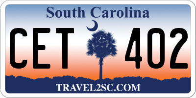 SC license plate CET402