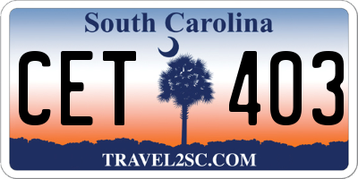 SC license plate CET403