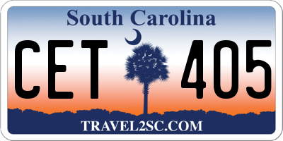 SC license plate CET405