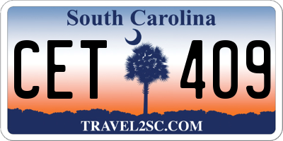 SC license plate CET409