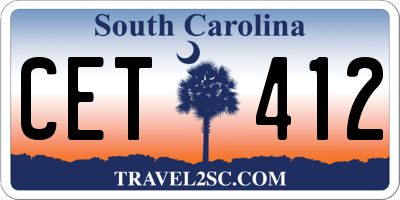 SC license plate CET412