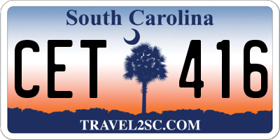SC license plate CET416