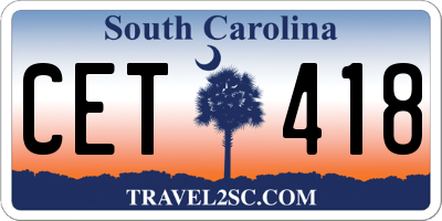 SC license plate CET418
