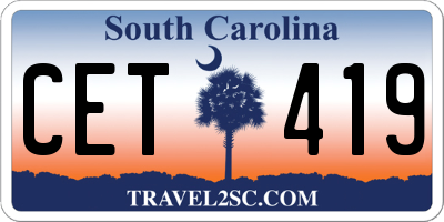 SC license plate CET419