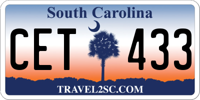 SC license plate CET433