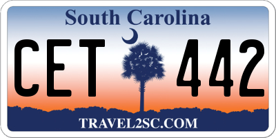 SC license plate CET442