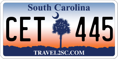 SC license plate CET445