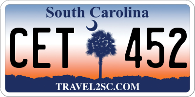 SC license plate CET452