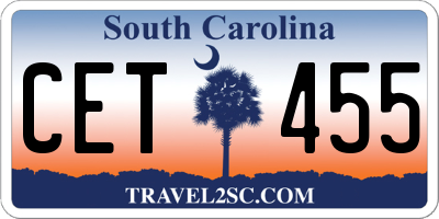 SC license plate CET455