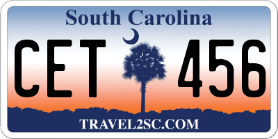 SC license plate CET456