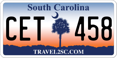 SC license plate CET458
