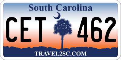 SC license plate CET462
