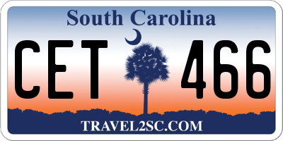 SC license plate CET466