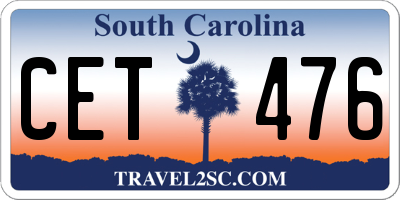 SC license plate CET476