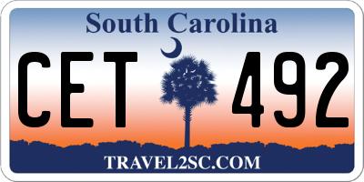 SC license plate CET492