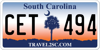 SC license plate CET494