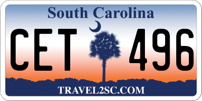 SC license plate CET496