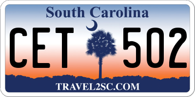 SC license plate CET502