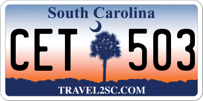 SC license plate CET503