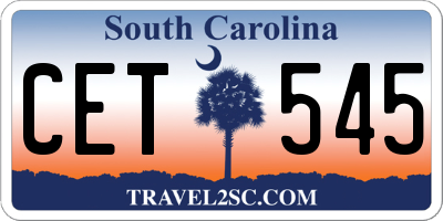 SC license plate CET545