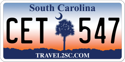 SC license plate CET547