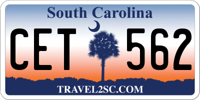 SC license plate CET562