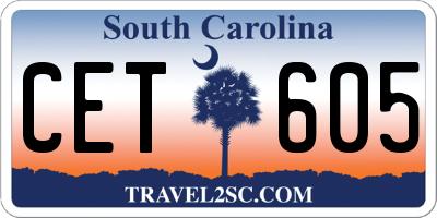 SC license plate CET605