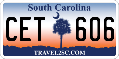 SC license plate CET606