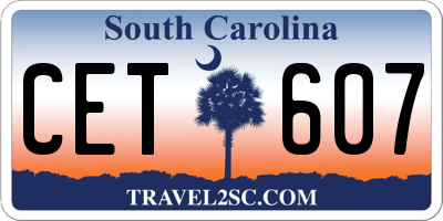 SC license plate CET607