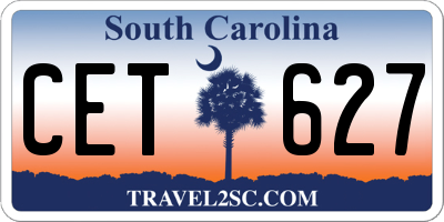 SC license plate CET627