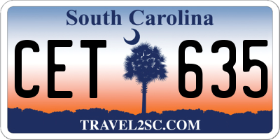 SC license plate CET635